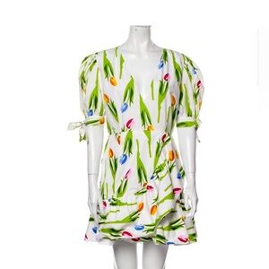 Viva Aviva Floral Print Dress with Puff Sleeves Size M
